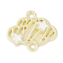 Rack Plating Alloy White Enamel Cloud with Star Links Connector Charms, Cadmium Free & Nickel Free & Lead Free, Golden, 13.5x16x1.5mm, Hole: 1.6mm(PALLOY-F018-04G-02)