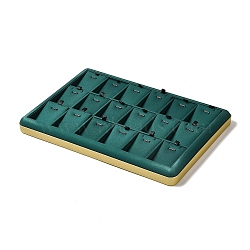 18-Slot PU Leather Pendant Necklace Display Tray Stands, Jewelry Organizer Holder for Necklace Storage, Rectangle, Green, 30.5x20.5x3cm(VBOX-C003-05A)