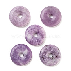 Natural Lepidolite Pendants, Donut/Pi Disc Charms, 30x6mm, Hole: 6mm(G-K099-30mm-02)