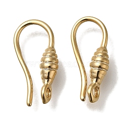 Brass Earring Hooks, Cadmium Free & Lead Free, Real 24K Gold Plated, 13.5x7x3mm, Hole: 1mm, Pin: 0.8mm(KK-H502-16G)