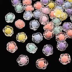 Transparent Acrylic Beads, Bead in Bead, Flower, Mixed Color, 11x11x11mm, Hole: 2mm, about 826pcs/500g(TACR-S152-20A)