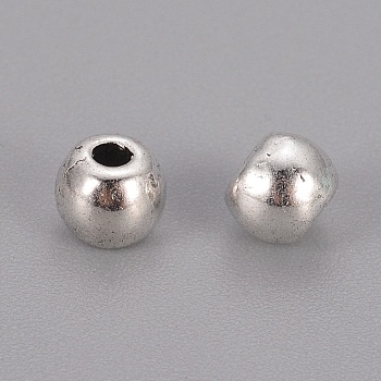 Tibetan Style Spacer Beads, Lead Free & Cadmium Free, Antique Silver Color, Round, 5mm, Hole: 1mm