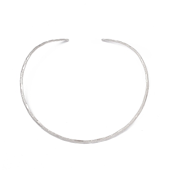 304 Stainless Steel Textured Wire Necklace Making, Rigid Necklaces, Minimalist Choker, Cuff Collar, Stainless Steel Color, 0.4cm, Inner Diameter: 5-3/8 inch(13.78cm)
