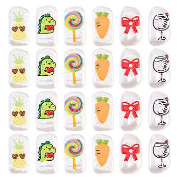 Nbeads 30Pcs 6 Style 3D Printed ABS Plastic Imitation Pearl Beads, Rectangle with Pineapple & Carrot & Dinosaur, Mixed Color, 17~18x9~10x4~7mm, Hole: 0.6~1mm, 5pcs/style
