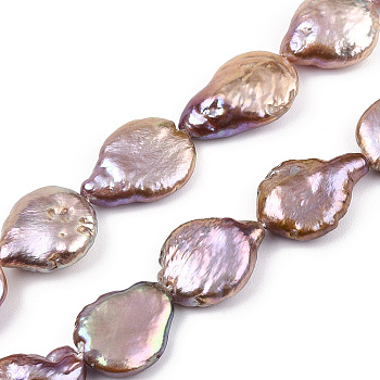 Natural Keshi Pearl Beads Strands, Cultured Freshwater Pearl, Baroque Pearls, Teardrop, Medium Purple, 13.5~18.5x12~13.5x4~8mm, Hole: 0.6mm, about 24pcs/strand, 15.08 inch(38.3cm)