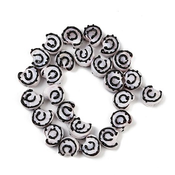 Handmade Lampwork Beads, Conch, Black, 14~15x14~15.5x8.5~9.5mm, Hole: 1.6~1.8mm