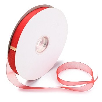 Organza Ribbons, Chiffon Satin Ribbon, for Gift Wrapping, Valentine's Day, Wedding, Birthday Party Decorate, Crimson, 3/4 inch(20mm), about  200 yards/roll(182.88m/roll)