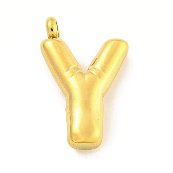 Ion Plating(IP) 304 Stainless Steel Pendants, Letter Charm, Golden, Letter Y, 26x16.5x5.5mm, Hole: 3mm