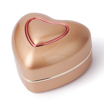 Heart Plastic Jewelry Ring Boxes, with Velvet, LED Light, and Copper Wire, Peru, 6.6x7.15x4.8cm