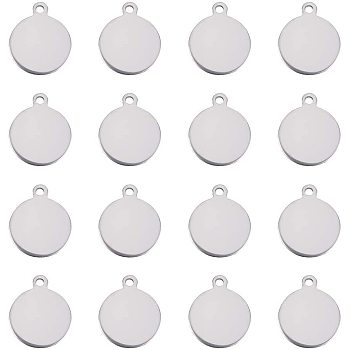 201 Stainless Steel Stamping Blank Tag Pendants, One Side Polishing, Flat Round, Stainless Steel Color, 25x20x1mm, Hole: 4mm, 20pcs/box