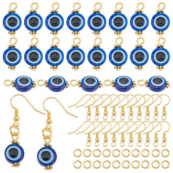 ARRICRAFT DIY Blue Evil Eye Earring Making Kit, Including Brass Earring Hooks & Jump Rings, Iron Resin Beads Pendants, Golden, 300Pcs/box