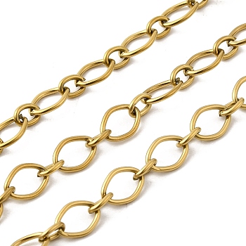 304 Stainless Steel Oval Link Chains, Unwelded, with Spool, Ion Plating(IP), Golden, 9x6.5x1mm