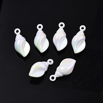 Opaque Spray Painted Acrylic Pendants, AB Color, Conch Shape, Clear AB, 27x13x11mm, Hole: 2.5mm