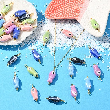 邪眼魚型釉薬磁器ペンダント 1個(PALLOY-YW00086-01)-4