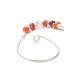 Natural Mixed Gemstone Round Beaded Open Cuff Rings(RJEW-JR00566)-3
