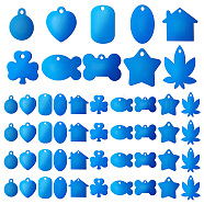 Elite 40Pcs 10 Style Aluminum Pendants, Stamping Blank Tag, Rectangle & Star & Flat Round, Blue, 24~43.5x25~38x0.5~1mm, Hole: 2.5~4mm, 4pcs/style(FIND-PH0007-17)