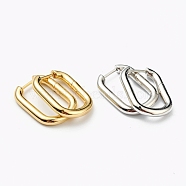 Brass Huggie Hoop Earrings, Long-Lasting Plated, Rectangle, Mixed Color, 24x18x3.5mm, Pin: 1mm(EJEW-L234-027A)