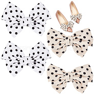 2 Pairs 2 Colors Polka Dot Pattern Cloth Bowknot Shoe Decorations, Detachable Shoe Buckle Clips, with Iron Findings, Mixed Color, 96x128x17mm, 1 pair/color(FIND-CP0001-39)