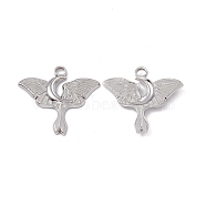 Non-Tarnish 304 Stainless Steel Pendants, Butterfly with Moon Charm, Stainless Steel Color, 24x25x2mm, Hole: 3mm(STAS-B031-36P)