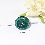 Handmade Lampwork Pendants, Anti Leaking Perfume Bottle Pendant, Jade Donut Shape Charm, Teal, 25mm(PW-WG73884-29)