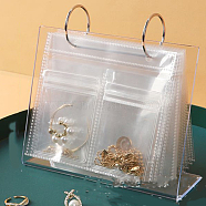3 Inch Transparent Plastic Jewelry Storage Flip Album, with 30Pcs Clear Zip Lock Bags, Desktop PVC Anti Oxidation Jewelry Storage Organizer for Rings Necklaces Bracelets Earrings Jewelry Beads, Clear, Album: 5.5x15.7x13.5cm, Bag: 8x6cm(PAAG-PW0007-03)