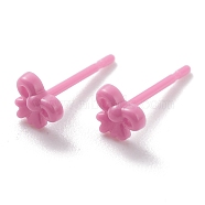 Eco-Friendly Plastic Stud Earrings, Bowknot, Old Rose, 4.5x5x2mm, Pin: 0.8mm(EJEW-H120-01C)