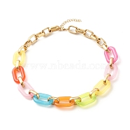 Two Tone Acrylic Cable Chain Necklace for Teen Girl Women, Mixed Color, 18.11 inch(46cm)(NJEW-JN03758)