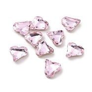 Glass Rhinestone Cabochons, Pointed Back & Silver Back Plated, Heart, Light Rose, 8x8x3mm(GGLA-P002-09A-05)