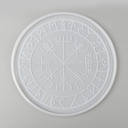 Rune Stones Divination Mat Silicone Molds, for Astrology Board, Dice Tray Mold, Round Theosophical Plate, White, 253x11mm, Inner Diameter: 237mm(DIY-P006-35)