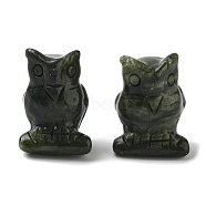 Natural Southern Jade Carved Figurines, for Home Office Desktop Decoration, Owl, 15.5~18.5x13~15x22~24mm(DJEW-L023-G01)