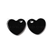 Spray Painted 201 Stainless Steel Charms, Heart Charm, Black, 10x9x1mm, Hole: 1.4mm(STAS-G304-25D)