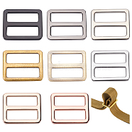 Olycraft 8Pcs 8 Colors Zicn Alloy Slider Buckles, Adjustable Buckle Fasteners, for Strap Leathercraft Bag Belt, Rectangle, Mixed Color, 26x31.5x3mm, Hole: 25x7.5mm, 1pc/color(FIND-OC0002-01)