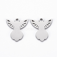 Non-Tarnish 201 Stainless Steel Pendants, Cut, Fairy, Stainless Steel Color, 17.5x16x1mm, Hole: 1.8mm(STAS-Q240-073P)