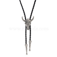 Antique Silver Alloy Pendants Lariat Necklaces, Bolo Tie, Cat Shape, 39.37 inch(100cm)(PW-WG15079-04)