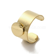 304 Stainless Steel Open Cuff Rings, Flat Round Charm Jewely for Women, Golden, Inner Diameter: 20.5mm(RJEW-K258-03G)