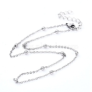 304 Stainless Steel Cable Chain Necklaces, with Lobster Claw Clasps and Iron Chain Extender, Stainless Steel Color, 15.1 inch(38.5cm)(NJEW-JN02787)