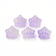 Two Tone Transparent Spray Painted Glass Beads, Crown, Dark Orchid, 12x14x8.5mm, Hole: 1mm(GLAA-Q092-02-C01)