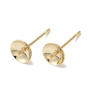 Brass Studs Earrings Finding, Lead Free & Cadmium Free, Round, Real 24K Gold Plated, 14x6mm, Pin: 12x1mm(KK-K383-01D-G)