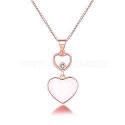 Brass Enamel Pendants, Heart, White, Rose Gold, 26x15x2mm, Hole: 3.5x5mm(KK-BB45391-A)