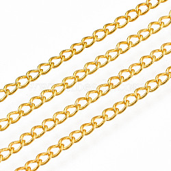 Brass Twisted Chains, Curb Chains, Soldered, with Spool, Golden, 3x2x0.45mm, about 328.08 Feet(100m)/roll(CHC-Q001-3x2mm-G)