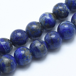 Natural Lapis Lazuli Beads Strands, Round, 8mm, Hole: 1mm, about 45~47pcs/strand, 15 inch(38cm)(G-E483-17-8mm)