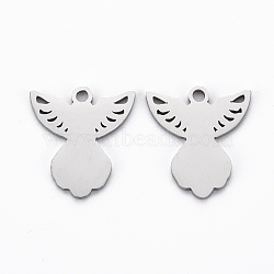 201 Stainless Steel Pendants, Cut, Fairy, Stainless Steel Color, 17.5x16x1mm, Hole: 1.8mm(STAS-Q240-073P)
