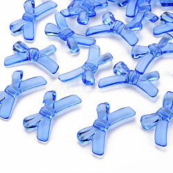 Transparent Acrylic Beads, Bowknot, Blue, 20x34x5.5mm, Hole: 1.8mm(X-TACR-S154-55B-940)