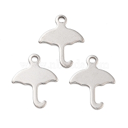 Non-Tarnish 201 Stainless Steel Charms, Laser Cut, Umbrella Charm, Stainless Steel Color, 14x11x1mm, Hole: 1.2mm(STAS-U012-02P)