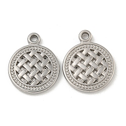 Non-Tarnish 304 Stainless Steel Pendants, Flat Round Charm, Stainless Steel Color, 17x13.5x2mm, Hole: 1.6mm(STAS-N103-130P)