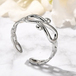 Infinity 304 Stainless Steel Open Cuff Rings for Women, Stainless Steel Color, 9.5mm, Adjustable(RJEW-M046-04P)