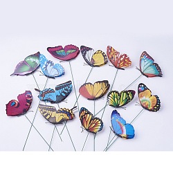 Garden Decoration, House Flowerpot Ornament Simulation Double Layer Butterfly for Kids, Mixed Color, 300~310mm(DIY-WH0018-06)