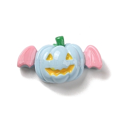 Halloween Opaque Resin Decoden Cabochons, Pumpkin with Bat Wings, Light Blue, 19x33x10mm(CRES-R201-01C)