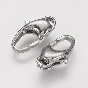304 Stainless Steel Lobster Claw Clasps, Stainless Steel Color, 15x8x4.5mm, Hole: 1mm