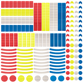 Gorgecraft 4 Sheet 4 Color Waterproof Plastic Reflective Sticker, Rectangle & Flat Round, Mixed Color, 22x23.5x0.03cm, 4 color, 1set/color, 4set